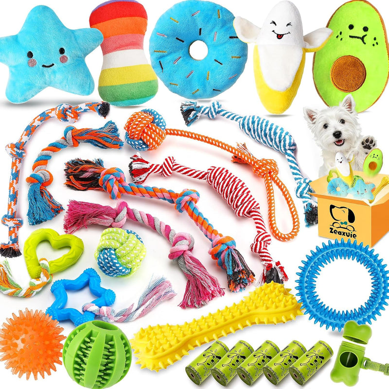 Zeaxuie 25 Pack Luxury Dog Chew Toys, Puppy Toys for Teething Small Dogs