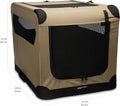 Amazon Basics Portable Folding Soft Dog Crate, Double Door, Collapsible Travel Kennel, Easy to Assemble, Medium, 29.92" x 21.3" x 21.3", Tan