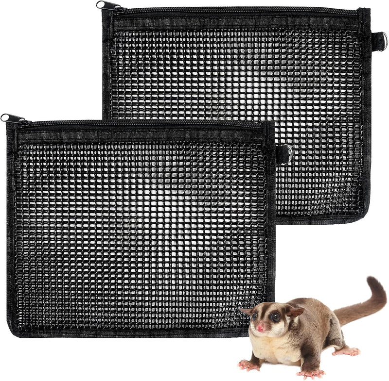 Klmnop 2 Pcs Sugar Glider Nails Trimming Pouch, Sugar Glider Bonding Pouch Mesh, Trim Bag for Ferrets Guinea Pig Rat(Bla
