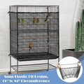 Trinkrittey Large Bird Cage Seed Catcher 31 x 118 inches Adjustable Bird Cage Net Cover Black Bird Cage Cover Elastic Band Mesh Cage Cover Skirt Nylon Mesh for Parakeet Parrot Cages