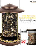 iBorn Metal Peanut Bird Feeder for Outdoors, Chew Resistant, 2.2lbs
