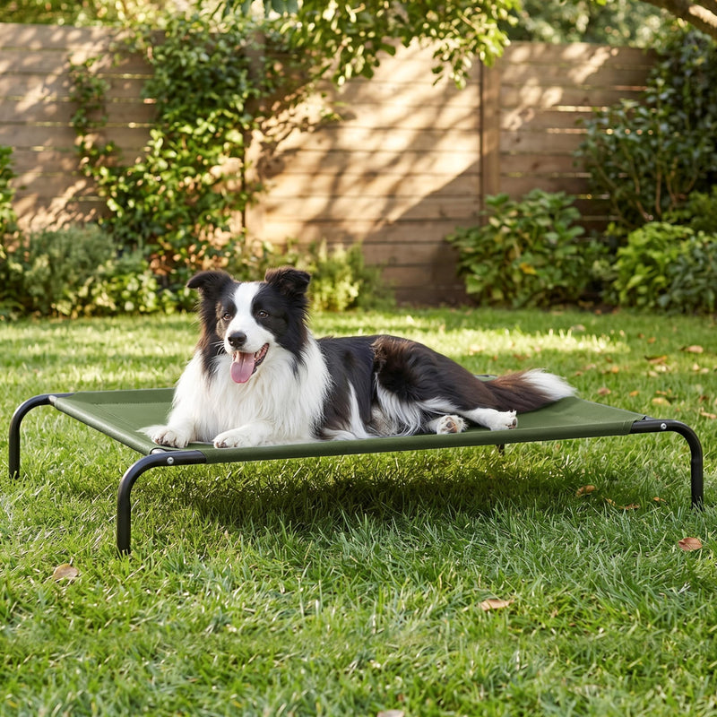 Love's cabin Elevated Cooling Dog Bed for Large Dogs, Portable Indoor & Outdoor Raised Pet Dog Cat Cot, Durable Summer Frame with Breathable Mesh, Olive Green, 48 inches