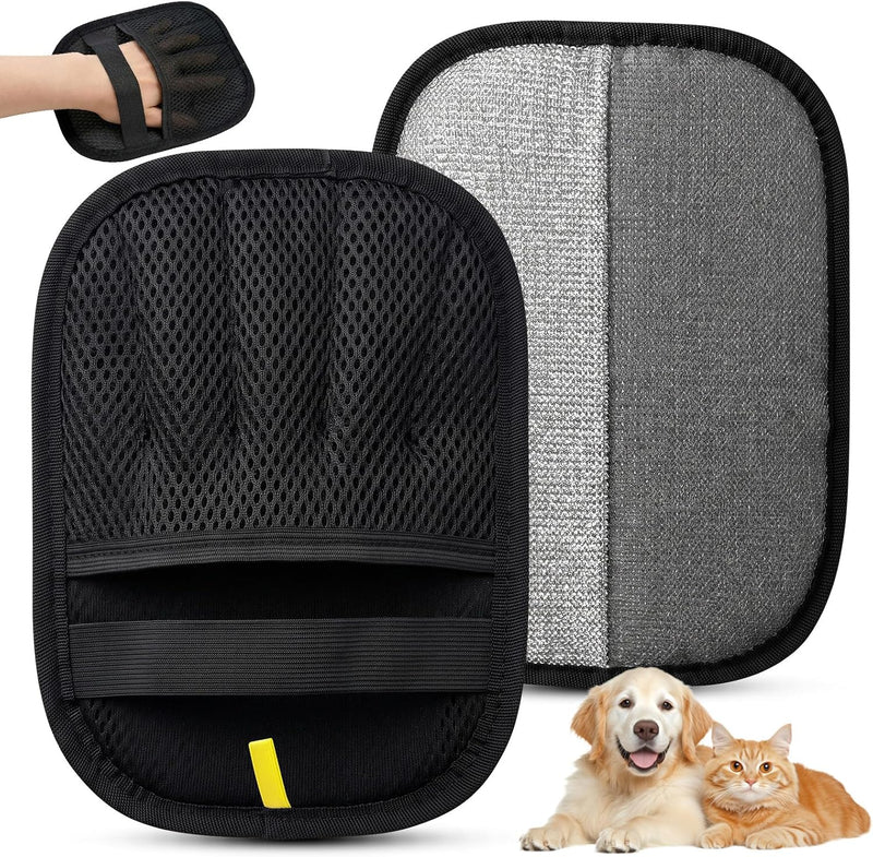 Upgraded Pet Hair Removal Gloves - Electrostatic Grooming Five-Finger Reusable Fur Remover with Snug Elastic Wrist for D