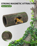 REPTITRIP Magnetic Crested Gecko Hideout - Resin Hollow Log Cave, Reptile Hide Cave, Reptile & Amphibian Habitat Hide, T