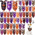 Abbylike 50 Pcs Halloween Dog Bandanas Bulk, Pumpkin Ghost Bat Skull