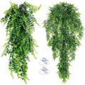 Reptile Plants for Bearded Dragon Tank Accessories, 2 Pack Terrarium Hanging Vines Artificial Leaves with Suction Cups f