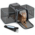 Amoowis Expandable Cat Carrier for Cats and Small Dogs, Airline Approved Under-Seat with Double-Side Extension, Durable 600D Fabric Internal Frame, Ventilated with Safety Leash, Blue