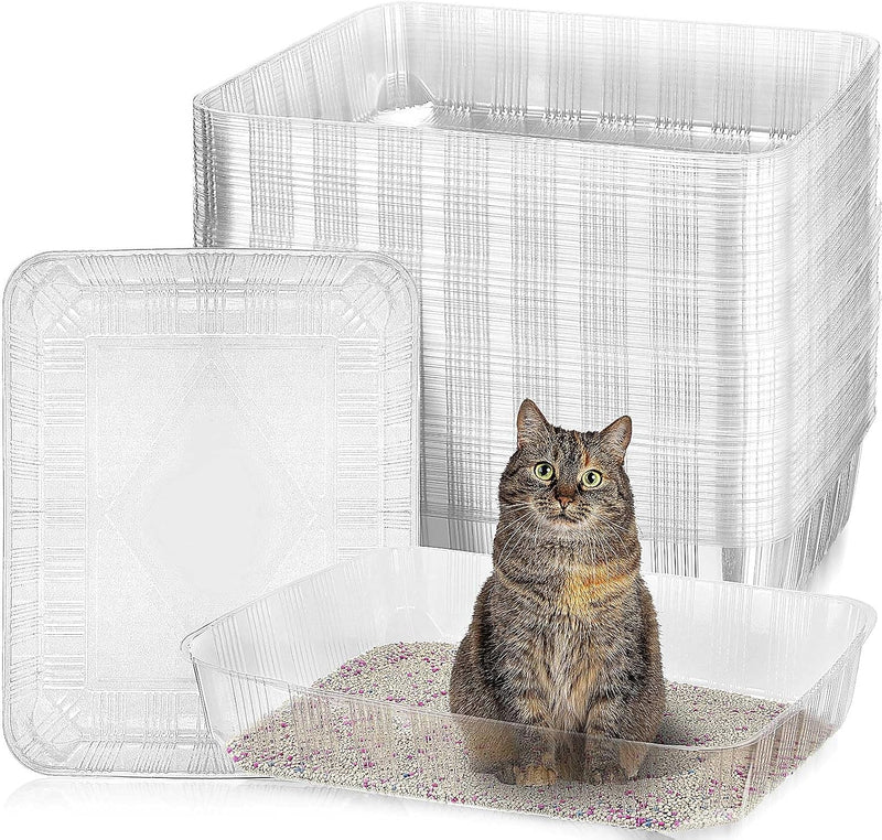 Zubebe 50 Pack Disposable Cat Litter Box for Cats, Large Disposable Kitty Litter Tray Boxes 19.69 x 15.75 x 3.94 Inches 