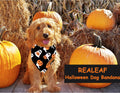 Realeaf Halloween Dog Bandanas 2 Pack, Reversible Orange Pumpkin Pet Scarf for Boy and Girl, Premium Durable Fabric, Hol