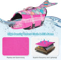 cyeollo Mermaid Dog Life Jacket Chin Float Support Dog Life Vest, Pink, S