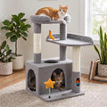 Purrlato 30" Cute Cat Tree for Indoor Cats Kittens, Small Cat Tree with Cozy Cat Condo, Plush Perch for Window Watching, Sisal Scratching Posts, Hanging Ball Toy, Small Space Cute Cat Furniture