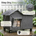 Love's cabin Outdoor Cat House Weatherproof Elevated Cat Bed, Grey, Large