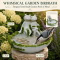 Frog Couple Bird Bath for Outdoors, Small Resin Ground Birdbath Bowl