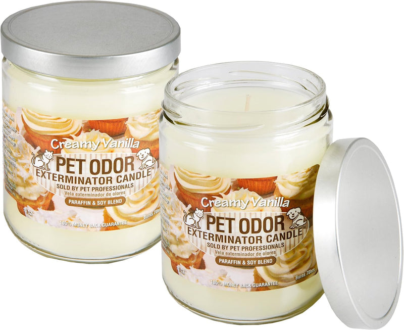 Odor Exterminator Candle, Creamy Vanilla, 13 Ounce Jar (Pack of 2)