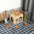 BWOGUE Large Wooden Bunny Hideout,Detachable Rabbit Castle for Small Animal