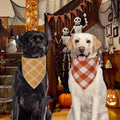 Halloween Dog Bandanas XLarge 2PCS, Fall Plaid Scarf for Boy or Girl
