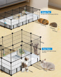 BUCATSTATE Guinea Pig Cages with Floor Mat, 20 Panels Guinea Pigs Playpen with Top Cover, Metal Rabbit Cage Indoor for H