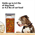 OXO Good Grips Pet POP Container – 6.0 Qt/5.7 L with Half Scoop, Ideal for up to 6.5lbs of Dog Food or 4.5lbs of Cat Food, Airtight Dog and Cat Food Storage Container, BPA Free, Clear