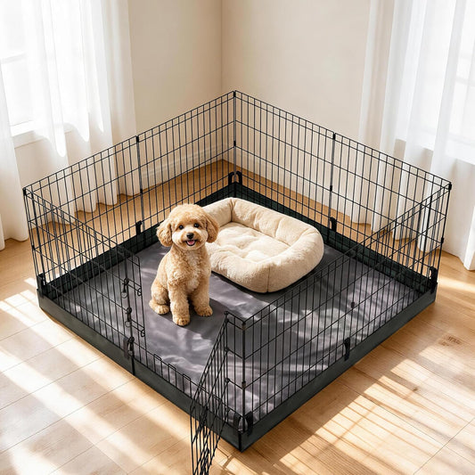 Foldable Dog Playpen,24in 8 Panels Metal Pet Exercise Fence with Bottom Pad