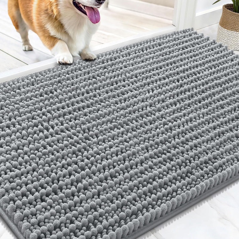 OLANLY Dog Door Mat for Muddy Paws 30x20, Ultra-Absorbent Chenille Mud Mat