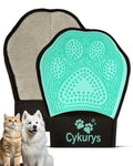 Cykurys Pet Hair Removal Glove for Dogs & Cats, 2-in-1 Double-Sided Pet Grooming Tool, Electrostatic Pet Hair Remover Glove for Clothes & Furniture + Silicone Brush for Deshedding Pets