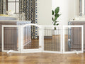 SPIRICH 96-inch Extra Wide 30-inches Tall Dog Gate with Door Walk Through, Freestanding Wire Pet Gate for The House, Doorway, Stairs, Pet Puppy Safety Fence, Support Feet Included (White)