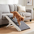 Internet's Best Adjustable Pet Ramp | Decorative Wooden Folding Dog Ramp for Couch Bed Car | 26” Long | Soft Paw Friendl