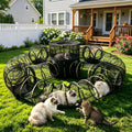 CypherX 13 in1 Extra Large Catio Outdoor Cat Enclosure, 2-Tier Cat Tents with Tunnels for Indoor Cats/Pop Up Cube, Pet Tower Playpen with Tunnels&Tents, Portable Pet Playhouse for Outside, Patio(Camo)