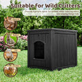 Cat Litter Box Enclosure, Resin Hidden Litter Box Furniture Side Table with Openable Front Door, Weatherproof Indoor & O