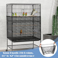 Trinkrittey Adjustable Bird Cage Seed Catcher Net Cover Elastic Band Mesh Cover Black for Parrot Cages