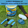 Cunhill 9 Pcs Horse Grooming Kit Tack Room Supplies, Cute, Blue