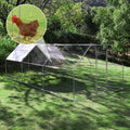 Chicken Coop Large Metal Chicken House/Pen with Climbing Frame for 15-20 Chickens, Outdoor Walk-in Poultry Cage Flat Sha