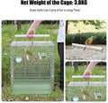 YOOSO WING 304 Stainless Steel Travel Bird Cage, 17 Inch Foldable Carrier for Conures Cockatiels Grey Parrots Caiques, with Aluminum Handle Perch (Green, Large Birdcage)