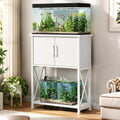 Herture 5-10 Gallon Fish Tank Stand, Metal Double Aquarium Stand with Cabinet for Fish Tank Accessories Storage, Heavy D