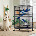 HABUTWAY 50''H Metal Small Animal Cages, Rolling Chinchilla Cage with Removable Ramps, Lagre Cage for Chinchillas/Guinea