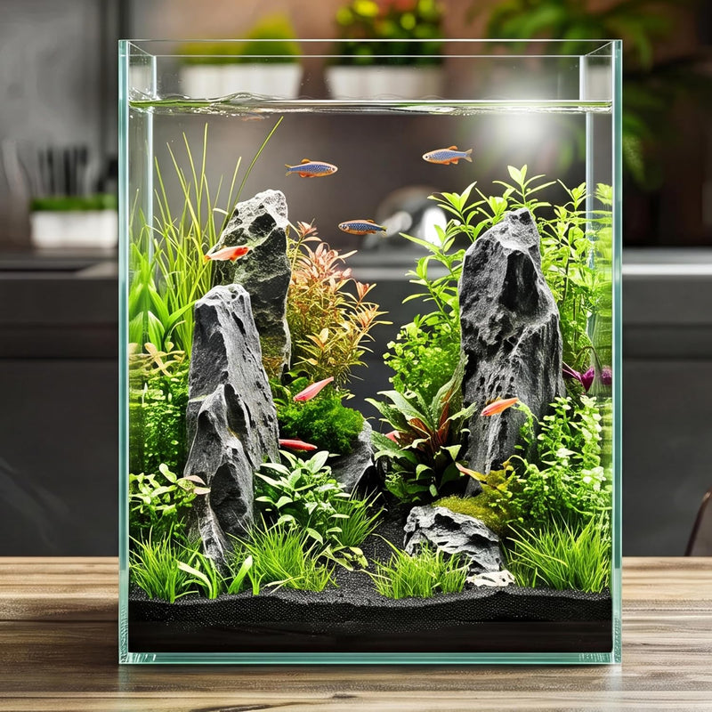 2.16 Gallon Glass Fish Tank, Low Maintenance Small Aquarium for Betta Fish, Snails, Shrimp & Aquatic Plants