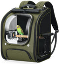 Pecute Bird Backpack Carrier for Small Birds,Cockatiel,Parrot,Bird Carrier with Standing Perch,Comfy Mat&Transparent Window, Breathable Bird Backpack for Vet Visit,Shopping and Outdoor Adventure,Green