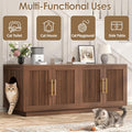 Fluted Cat Litter Box Enclosure Furniture, Cat House for 2 Cats