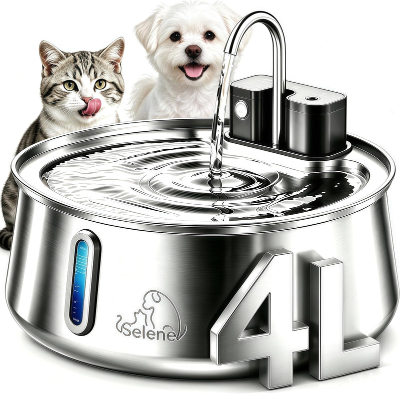 Selene Dog Water Fountain, 4.0L High-Capacity Automatic Pet Water Dispenser