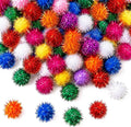 80 Pieces Cat Toys 1.2 Inch Cat Pom Pom Balls Cat Sparkle Balls Puff Balls