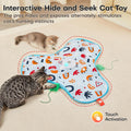 Potaroma Hide and Seek Interactive Cat Toys, Moving Concealed Wand Feather, Automatic Chargeable Indoor Kitten Exercise Kicker, Mouse Squeaky, Floral Cover