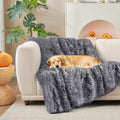 NODARKO Cat Blanket for Indoor Cats - Ultra Thick 460GSM Faux Rabbit Fur & 260GSM Sherpa, Small Pet Throw for Carrier, Crate & Couch Protection, Soft Thermal Kitten Bedding, 21"x18" Grey
