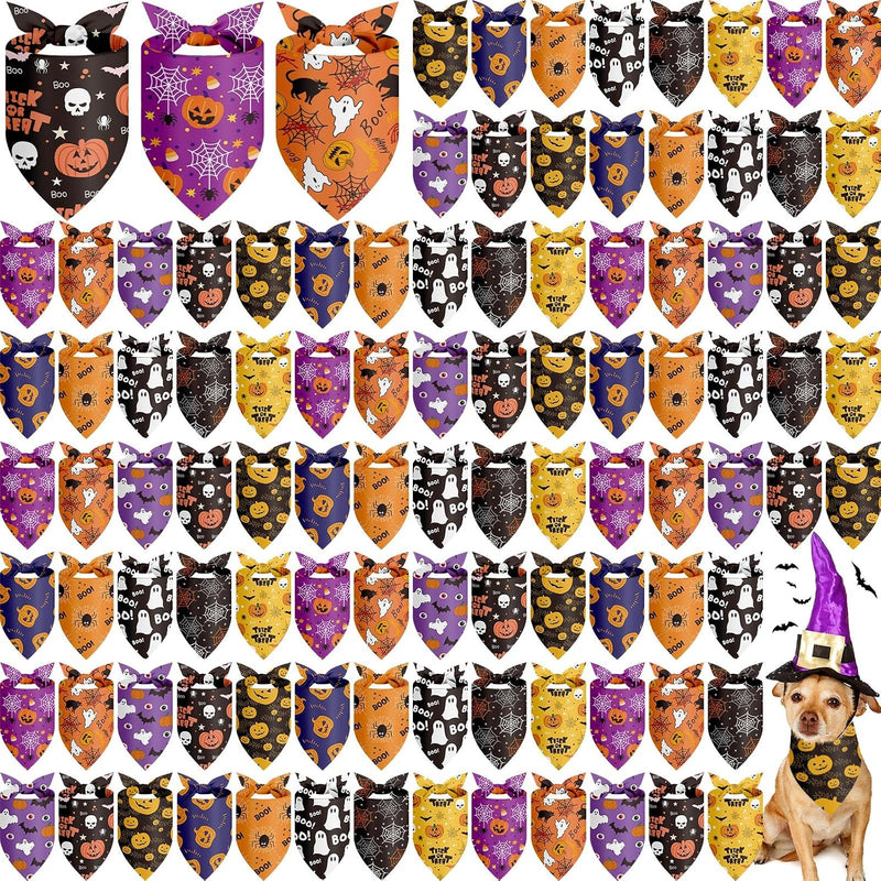 Shyyween 100 Pcs Halloween Dog Bandanas Bulk for Pets Lover Gifts Charm