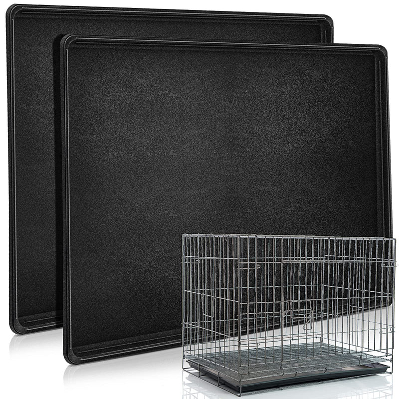 Cunno 2 Pcs Replacement Dog Crate Pan Tray Kennel Bottom Tray Replacement Plastic Bottom Pan for Dog Crate, Black(42