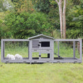 Aivituvin Rabbit Hutch 93.7" Large Rabbit Cage Indoor Outdoor Guinea Pig Cage Chicken Coop on Wheels Bunny Cage with 4 D