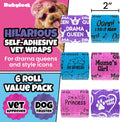 Funny Vet Wrap for Dogs, 2in Self-Adhesive Bandage Tape, 6 Pack Girls