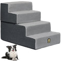Dog Stairs for Couch Sofa and Bed, 4-Step Foam Pet Stairs 18 Inch H, Dog Steps for Small Dogs Cats Puppies, High-Density Foam Pet Ladder with Washable Cover Non-Slip Bottom, Gray