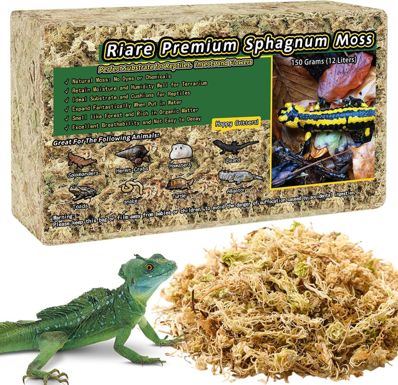 Riare 6OZ Natural Sphagnum Moss for Reptiles- Terrarium Reptiles Moss