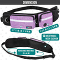 PetAmi Hands Free Dog Leash, Running Leash Belt Bag for Walking, Jogging, Waist Double Zipper Pouch with Poop Dispenser, Dual Padded Handles Reflective Bungee Single, Purple, 1 Leash