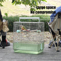 YOOSO WING 304 Stainless Steel Travel Bird Cage, 17 Inch Foldable Carrier for Conures Cockatiels Grey Parrots Caiques, with Aluminum Handle Perch (Green, Large Birdcage)